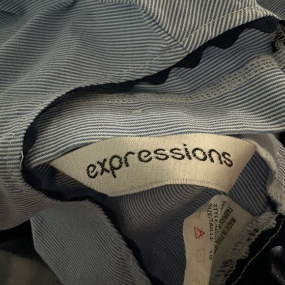 Blue Plaid Checked Pattern Embroidered Strip Dress - Picture 4 of 4